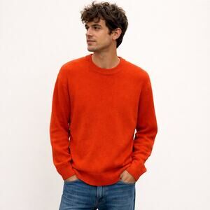 ALEX MILL Gabriel Cotton Linen Blend Sweater Tomato Red Size Large